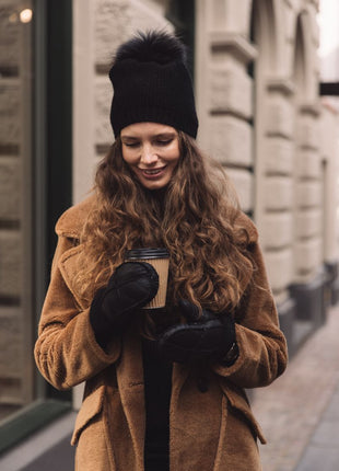 Kaia Fäustlinge | Lammfell | Handschuhe für Damen Schwarz