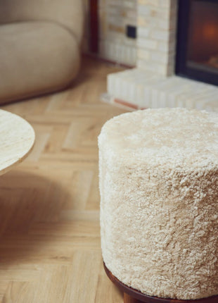 Simon Pouf | Kurzhaar | Neuseeland | D45x55 cm Beige