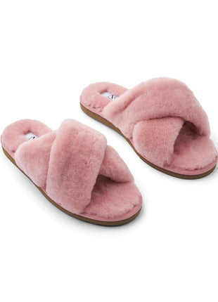 Lammfell Cross Slippers | Neuseeland | Größe 35-42 Rose